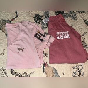 VS PINK Varsity 3/4 Tee & Bling Logo Tee X-Small
